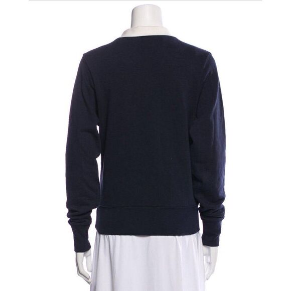 Frame Authentic Womens Navy Blue White Polo Long Sleeve Sweater Top Xs - Picture 3 of 9